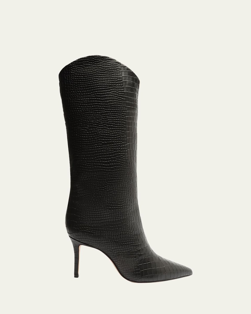 Maryana Snake-Print Leather Knee Boots